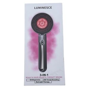 Luminesce 3-in-1 Scalp & Hair Red Light Brush Gray New